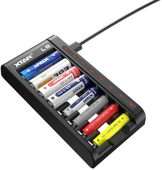 XTAR USB Зарядно 8 за батерии Ni-MH Размер AA/AAA в Черен цвят
