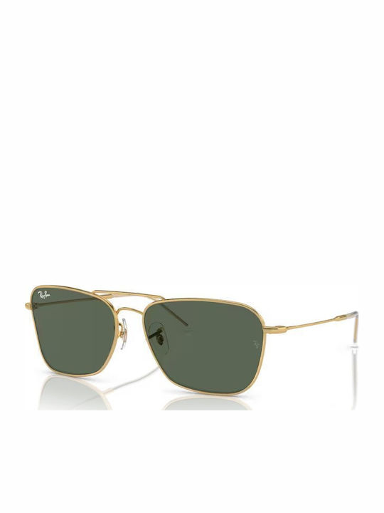 Ray Ban Caravan Reverse Unisex Γυαλιά Ηλίου με Χρυσό Μεταλλικό Σκελετό και Πράσινο Φακό RB0102 001/VR