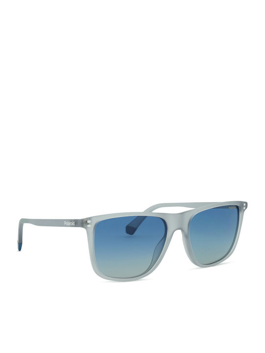 Polaroid Men's Sunglasses with Transparent Horn-Rimmed Frame and Blue Lens PLD6232/S 2M4/Z7
