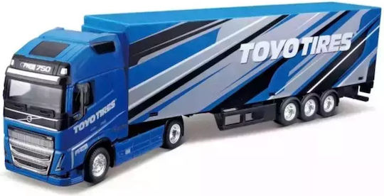 Bburago Hauler Truck With Trailer Car Volvo FH16 Toyo Edition Blue 1:43 For 3+ Years