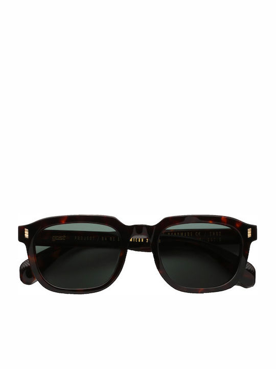 Gast Maven Men's Sunglasses with Brown Tartaruga Plastic Frame and Green Lens