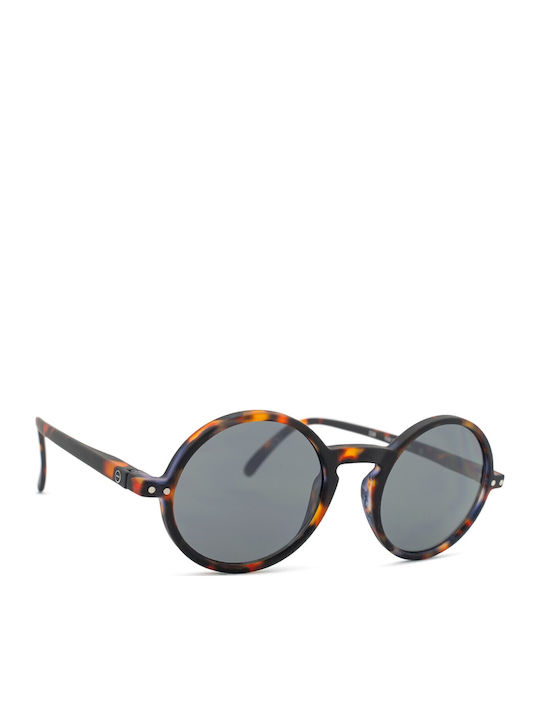 Izipizi #G Unisex Sunglasses with Brown Tartaruga Plastic Frame and Black Lens