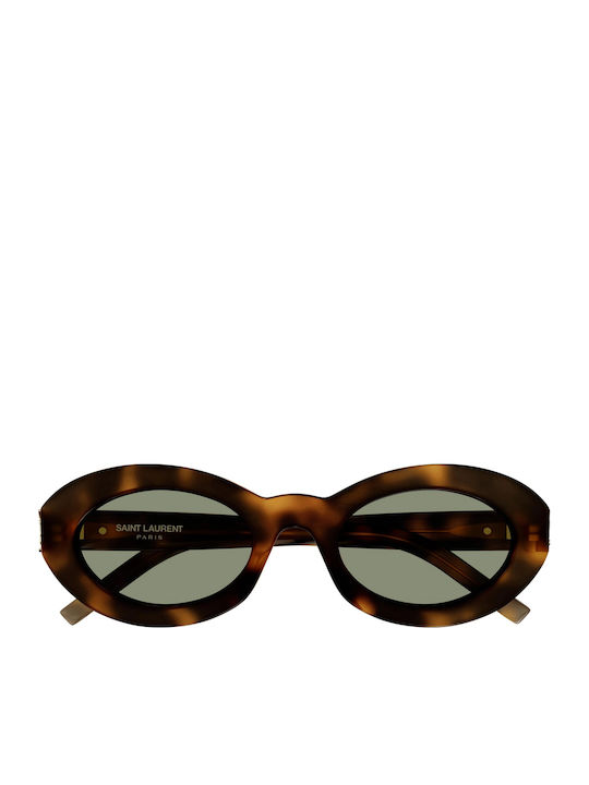 Ysl Feminini Ochelari de soare cu Maro Tortoise Cadru și Verde Lentilă
