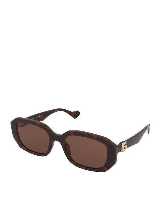 Gucci Damen Sonnenbrille mit Braun Schildkröte Kunststoff Gestell und Braun Linse GG1535S 002