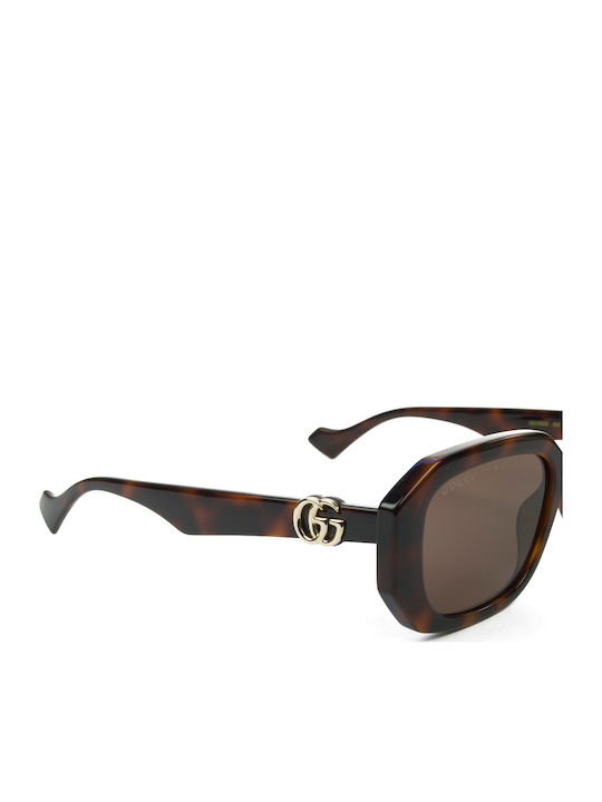 Gucci Damen Sonnenbrille mit Braun Schildkröte Kunststoff Gestell und Braun Linse GG1535S 002