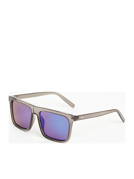 Chpo Bruce Men's Sunglasses with Gray Plastic Frame and Blue Mirror Lens 16132HC