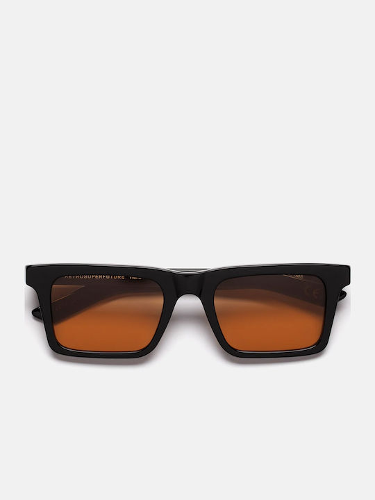 Retrosuperfuture 1968 Unisex Sunglasses with Black Plastic Frame and Orange Lens