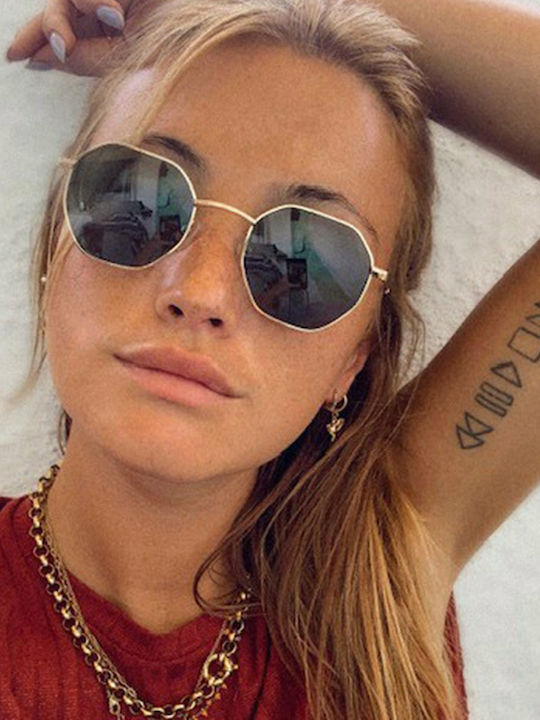 Meller Endo Unisex Sonnenbrille mit Gold Metall Gestell und Grün Polarisiert Linse EN-GOLDOLI