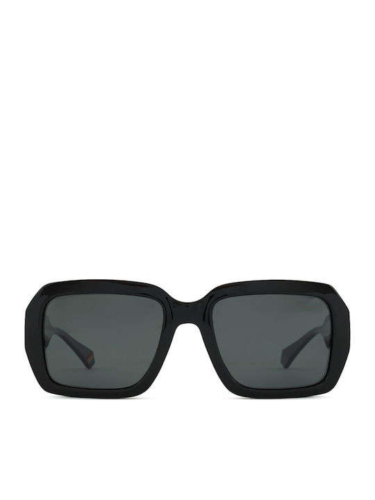 Polaroid Unisex Sunglasses With Black Horn-Rimmed Frame And Grey Lens pld6223/s/x 807/M9