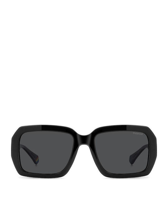 Polaroid Unisex Sunglasses With Black Horn-Rimmed Frame And Grey Lens pld6223/s/x 807/M9