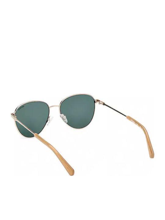 Guess Unisex Sunglasses with Gold Metal Frame and Green Lens GU8257 32N