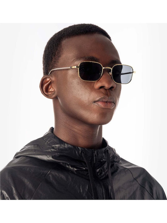 Gast Studio Men's Sunglasses with Gold Metal Frame and Black Lens STU03