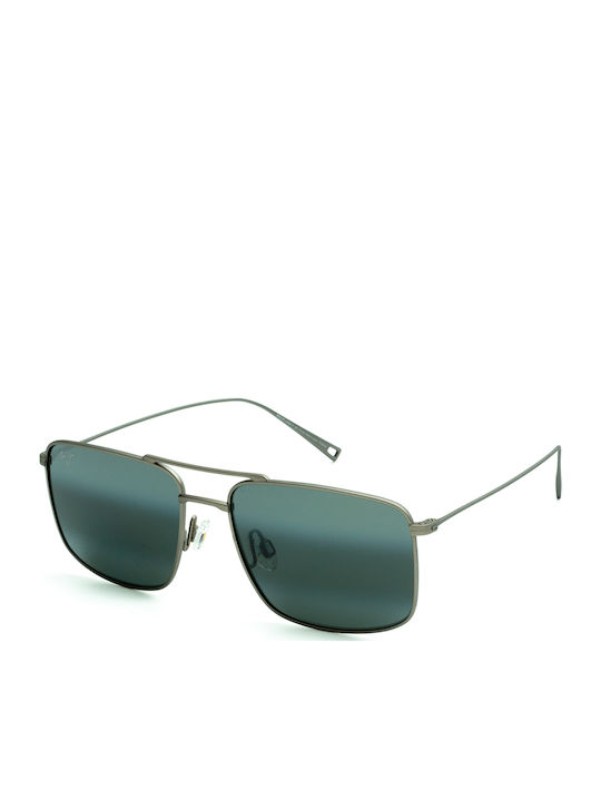 Maui Jim Aeko Мъжки Слънчеви Очила с Сребърна Метална Рамка и Сив Поляризиран Лещи H886-17