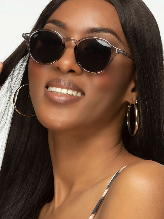 Twig Langevin Unisex Sunglasses with Brown Tartaruga Plastic Frame and Green Lens LAS10