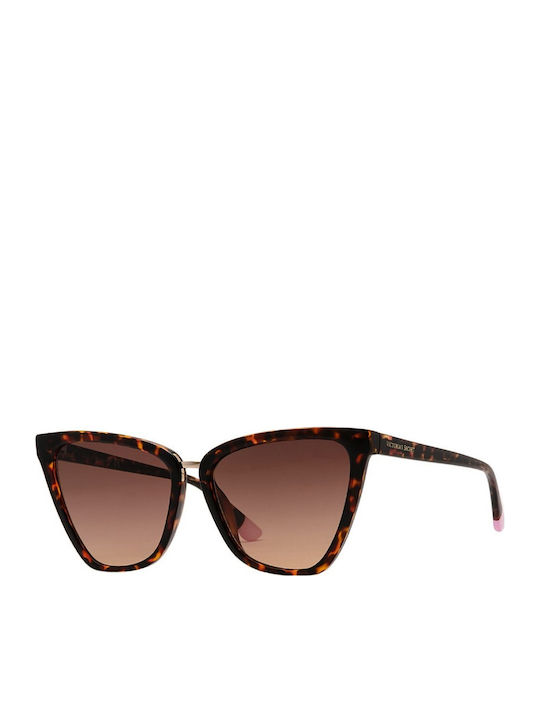 Victoria's Secret Women's Sunglasses with Brown Plastic Frame and Brown Gradient Lens VS0030 52F