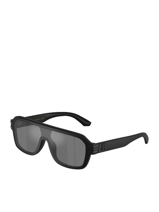 Dolce & Gabbana Men's Sunglasses with Black Horn-Rimmed Frame and Grey Mirror Lens DG4507 25256G
