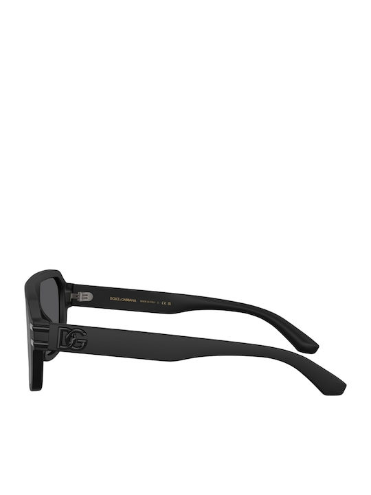 Dolce & Gabbana Men's Sunglasses with Black Horn-Rimmed Frame and Grey Mirror Lens DG4507 25256G