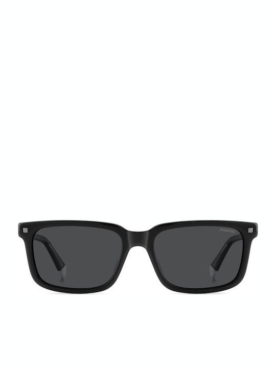 Polaroid Men's Sunglasses with Black Horn-Rimmed Frame and Grey Lens PLD4174/S/X 807/M9