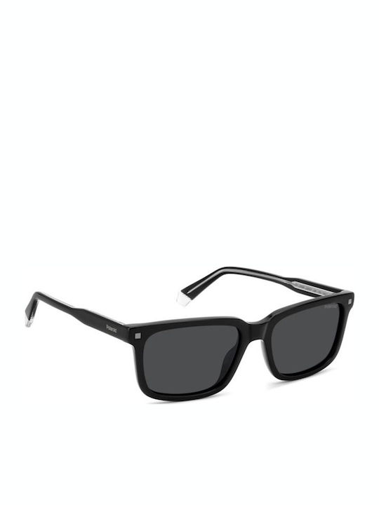 Polaroid Men's Sunglasses with Black Horn-Rimmed Frame and Grey Lens PLD4174/S/X 807/M9