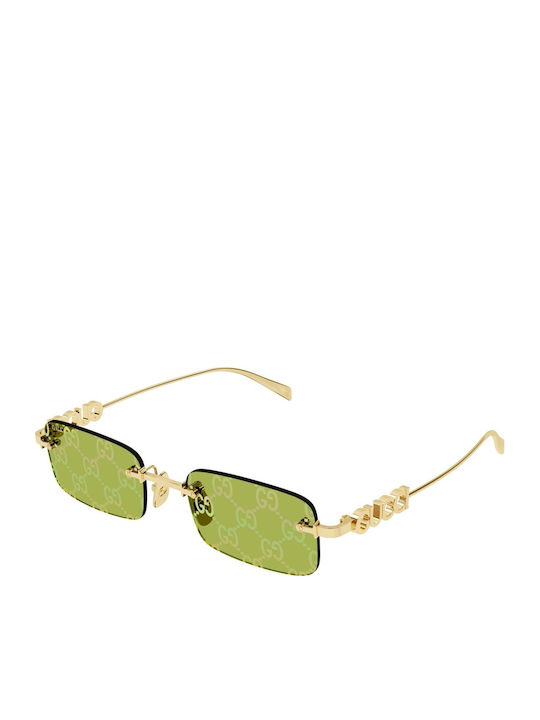 Gucci Unisex Sunglasses with Gold Metal Frame and Green Lens GG1808S 002