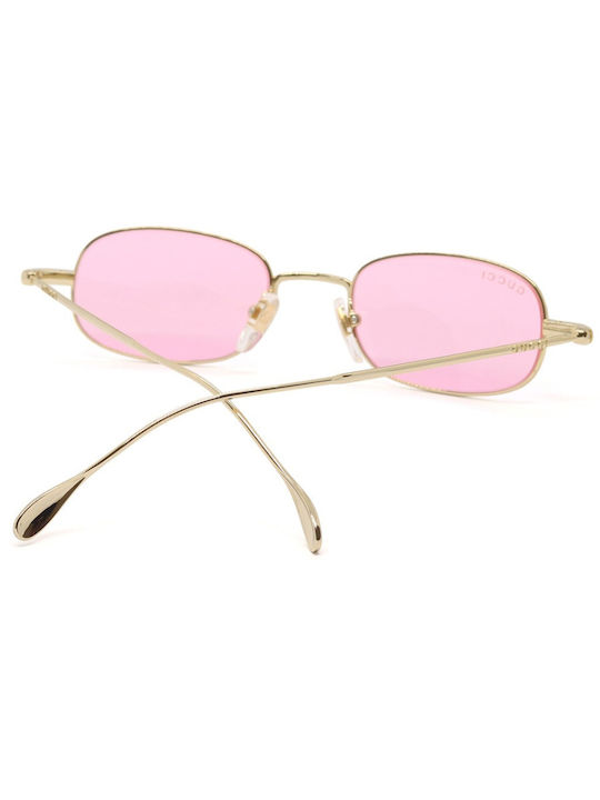 Gucci Unisex Sonnenbrille mit Gold Metall Gestell und Rosa Linse GG1648S 005