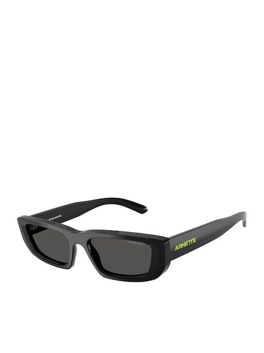 Arnette Men's Sunglasses with Black Horn-Rimmed Frame and Grey Lens