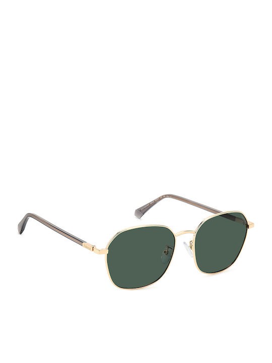 Polaroid Men's Sunglasses with Gold Metal Frame and Green Lens