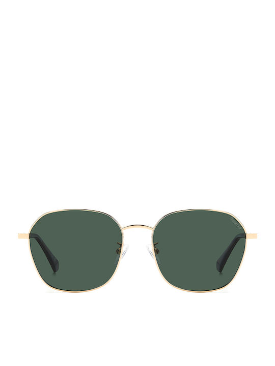 Polaroid Men's Sunglasses with Gold Metal Frame and Green Lens