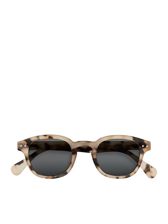 Izipizi Unisex Sunglasses with Brown Tartaruga Plastic Frame and Black Lens