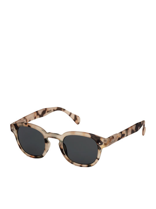 Izipizi Unisex Sunglasses with Brown Tartaruga Plastic Frame and Black Lens
