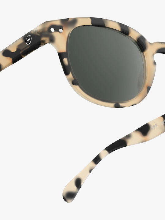 Izipizi Unisex Sunglasses with Brown Tartaruga Plastic Frame and Black Lens