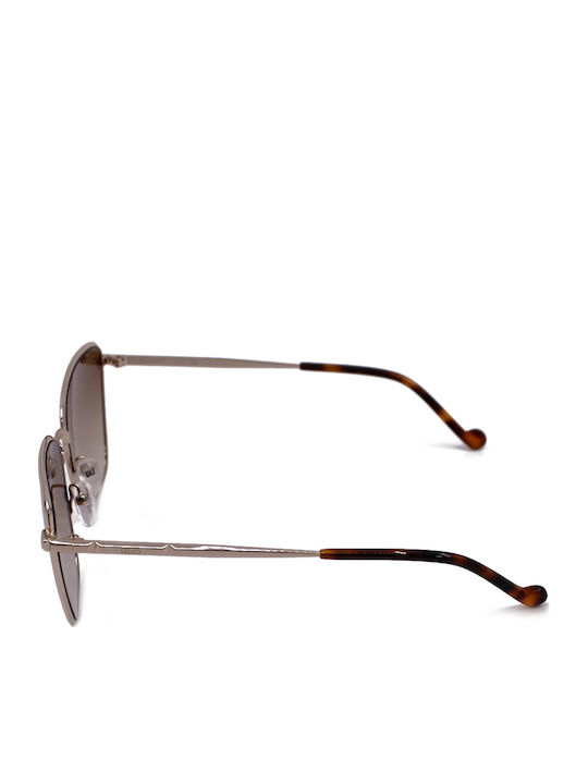 Liu Jo Women's Sunglasses with Gold Metal Frame and Brown Lens
