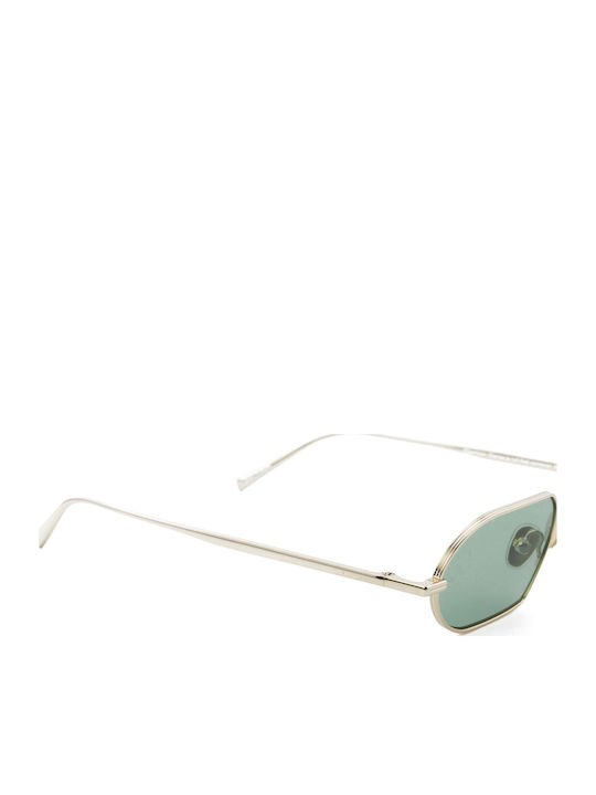 Unisex Sunglasses with Metallic Gold Frame / Light Green