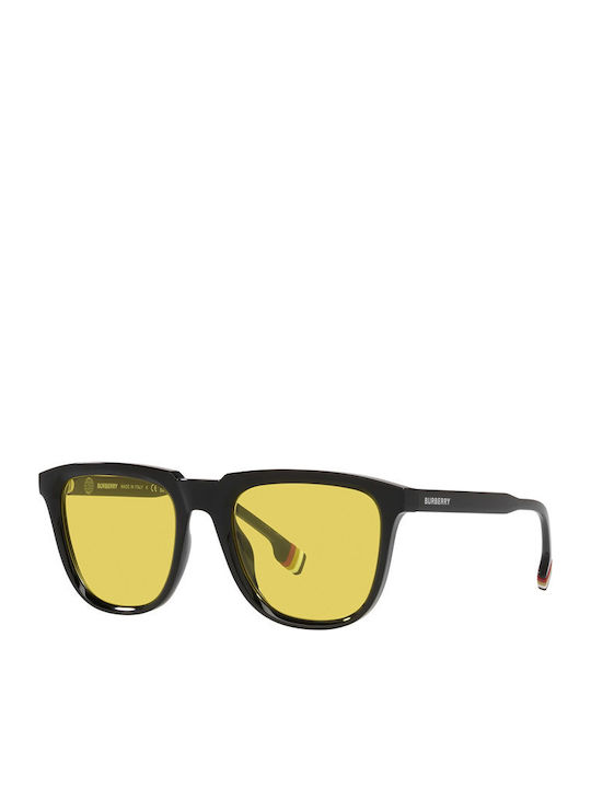 Burberry George Men's Sunglasses with Black Horn-Rimmed Frame and Grey Lenses BE4381U 300185