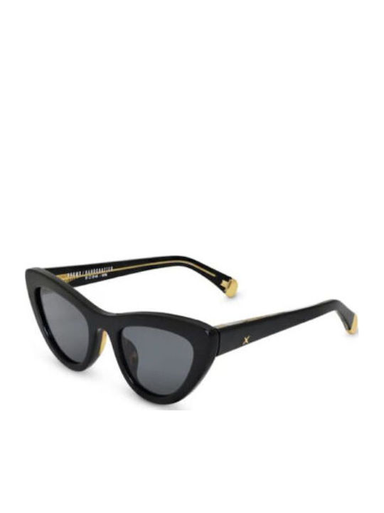 Oscar & Frank The Duomo Damen Sonnenbrille mit Schwarz Kunststoff Gestell und Schwarz Linse