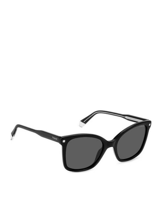 Polaroid Damentragen Sonnenbrillen mit Schwarzem Horn umrandetem Rahmen und Grauen Polarisiertem Glas PLD4151/S/X 807/M9