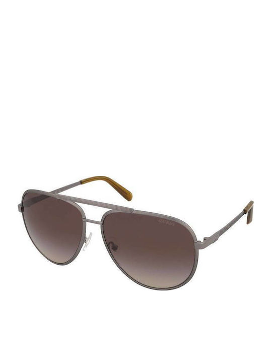 Guess Unisex Sonnenbrillen mit Silbernem Metallrahmen und Braunen Verlaufsfarben Gläsern GU0020909F