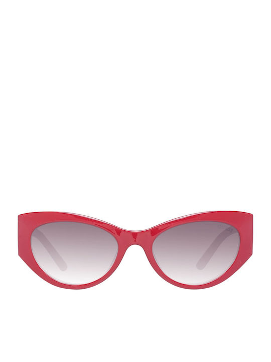 Guess Women's Sunglasses with Red Plastic Frame and Brown Gradient Lens GU7624 66F