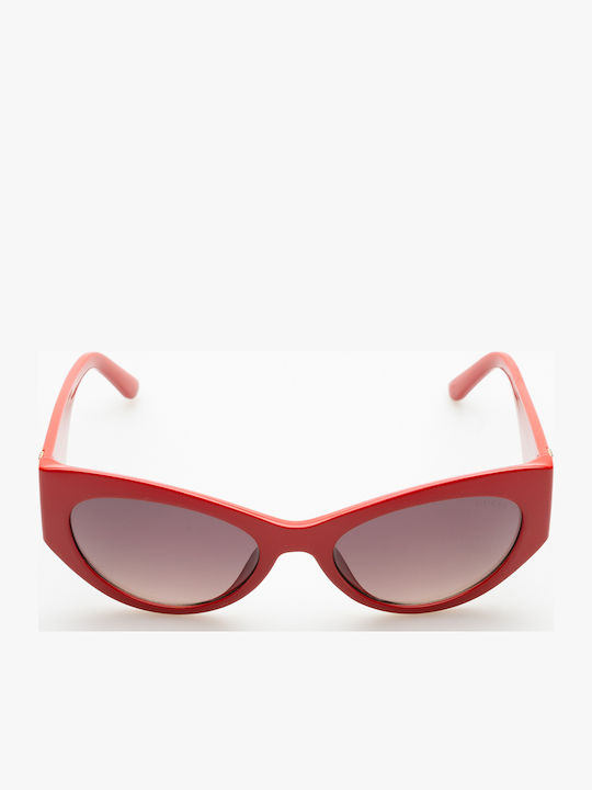 Guess Women's Sunglasses with Red Plastic Frame and Brown Gradient Lens GU7624 66F