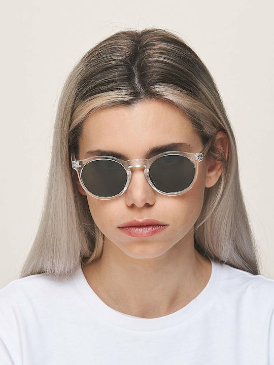 Meller Kubu Unisex Sunglasses with Transparent Plastic Frame and Green Polarized Lens K-MINOLI