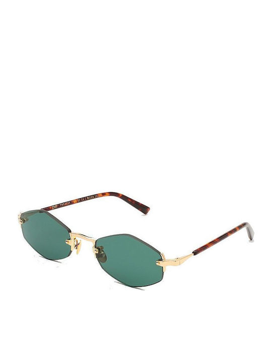 Gast Lunar Unisex Sunglasses with Gold Metal Frame and Green Lens