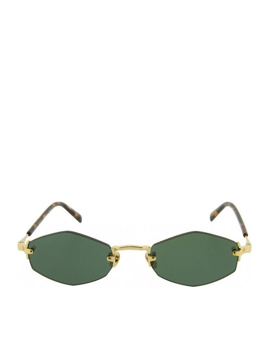 Gast Lunar Unisex Sunglasses with Gold Metal Frame and Green Lens