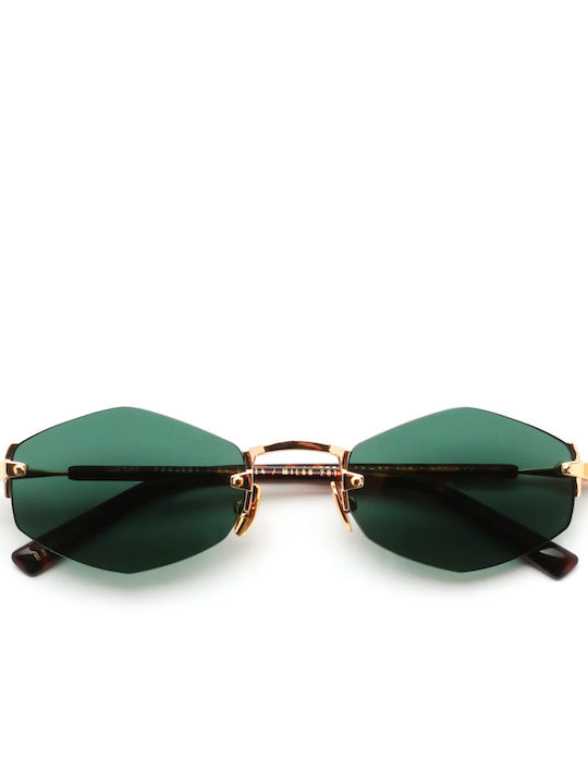Gast Lunar Unisex Sunglasses with Gold Metal Frame and Green Lens