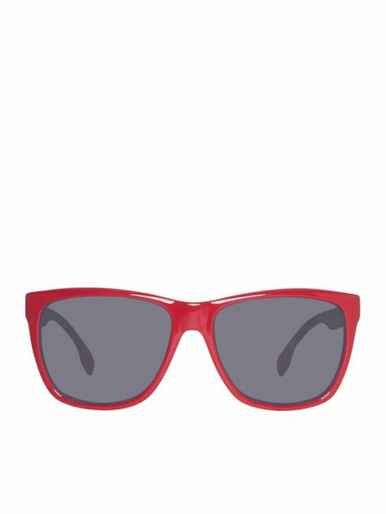 Benetton Women's Sunglasses with Red Plastic Frame and Gray Lens BE882S 03