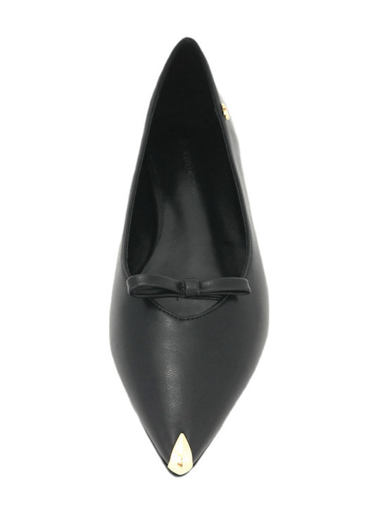 Synthetic Leather Ballerinas Repel Black