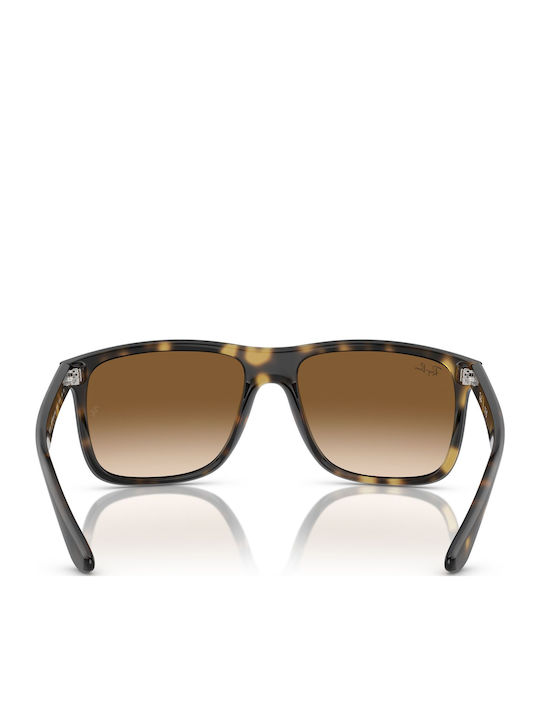 Ray Ban Boyfriend Унисекс Слънчеви Очила с Кафяв Костенурков Пластмасов Рамка и Кафяв Преливащ Лещи