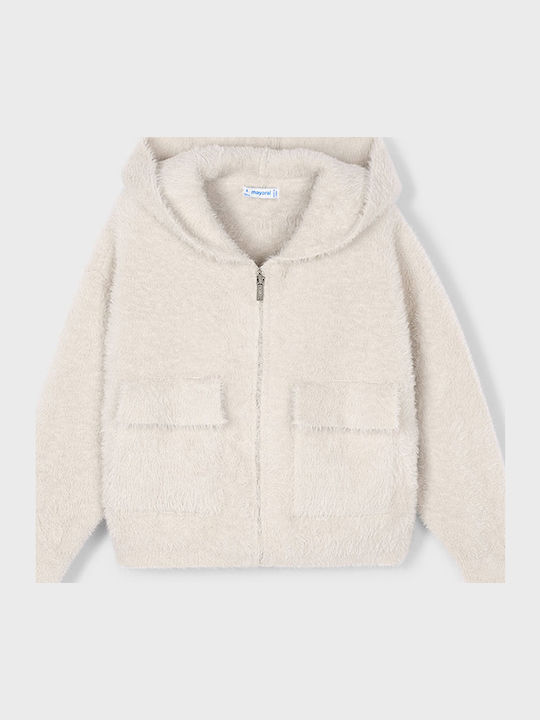 Kids Cardigan Knitted with Hood Beige