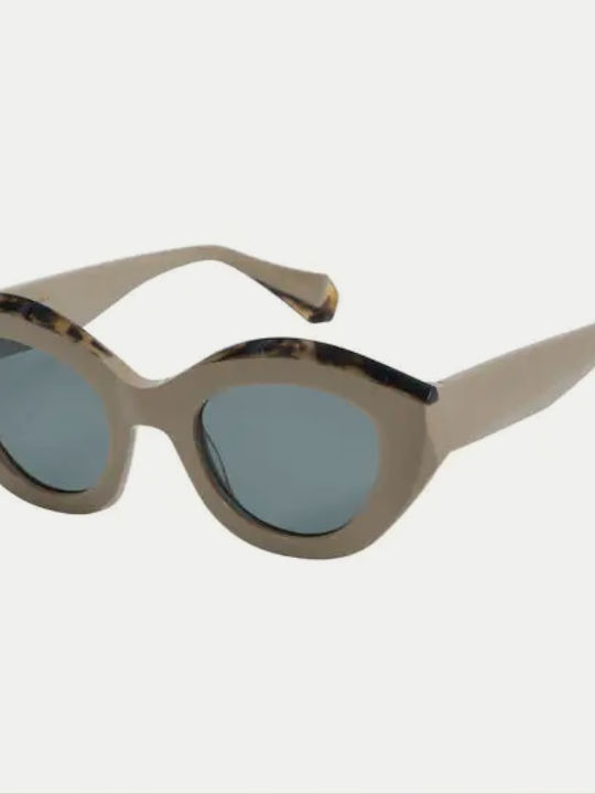 Gigi Barcelona Kendra Women's Sunglasses with Beige Plastic Frame and Green Lens 6753/0