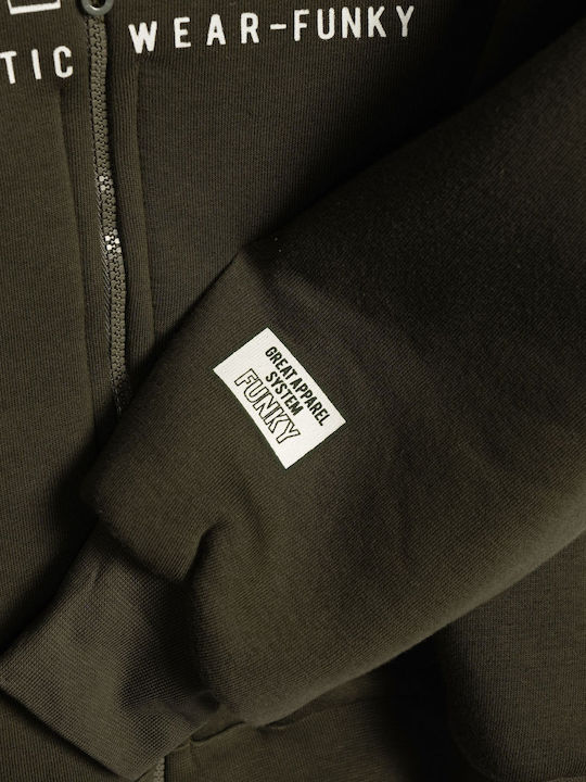 Kids Sweatshirt Cardigan with Hood Khaki