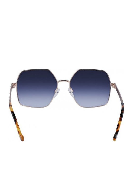 Liu Jo Women's Sunglasses with Silver Metal Frame and Blue Gradient Lens